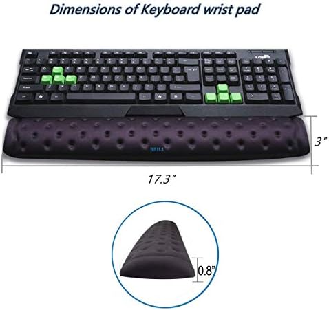 BRILA Memory Foam Mouse & Keyboard Wrist Rest Support Pad Cushion Set for Computer, Laptop, Office Work, PC Gaming - Massage Holes Design - Easy Typing Wrist Pain Relief (Black)