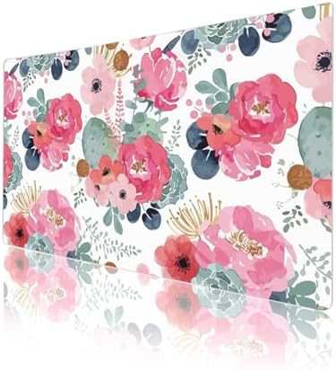 QIYI PU Leather Large Mouse Pad, Waterproof Desk Mat, 23.6" x 13.8", Peony