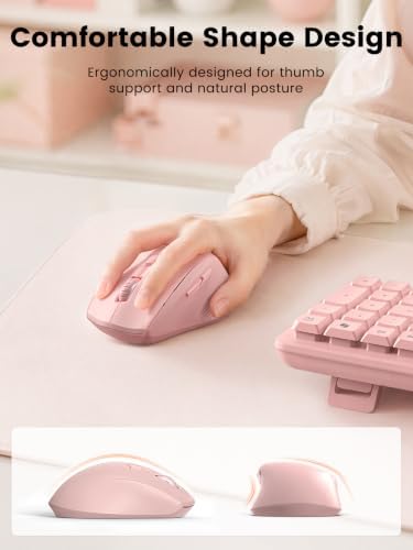 SABLUTE MA61 Wave Keys Combo Ergonomic Wireless Keyboard and Mouse, Pink