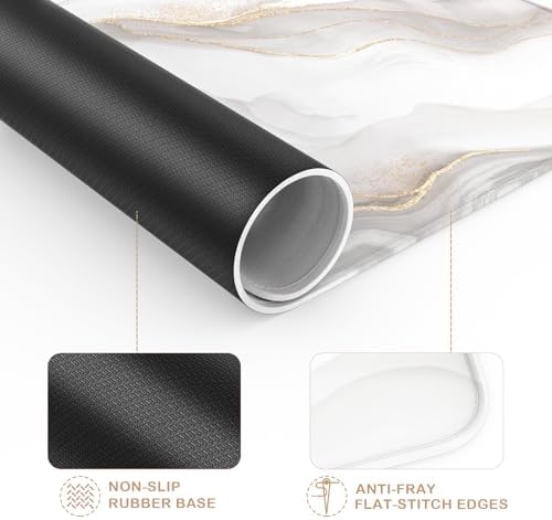 eulps Mouse Pad with Stitched Edge, Multiple Patterns Computer Mouse Pads with Non-Slip Rubber Base, Washable Cloth Mousepad, for Gaming, Laptop, PC (Ivory Marble)