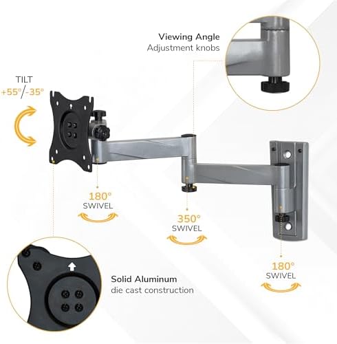 Mount-It! Lockable RV TV Mount for Camper, Trailer, Motorhome, Truck & Boat, Full Motion, Quick Release, Rust-Resistant Aluminum, Dual Wall Plates for Indoor & Outdoor, 19-43 TVs, 33 lbs, VESA 200x200