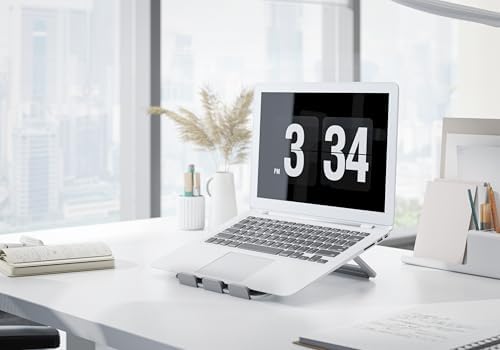 Amazon Basics Aluminum Portable Foldable Height Adjustable Laptop Stand for Devices up to 13", Silver