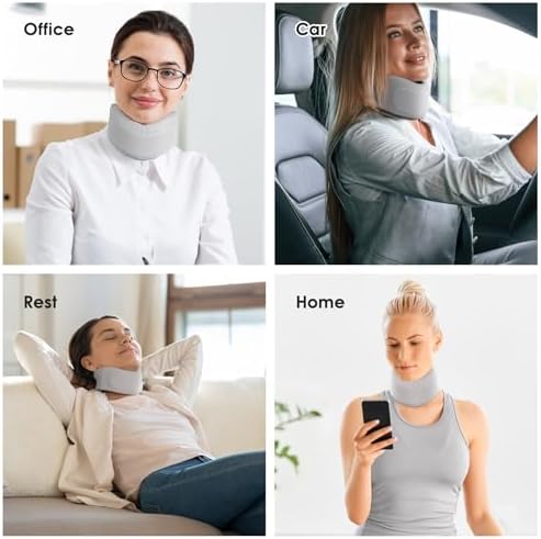 RESTCLOUD Neck Brace for Neck Pain and Support, Neck Support Brace, Adjustable Cervical Collar, Gray, 3" Tall, 19.5" Long