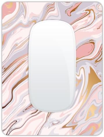 Small Mouse Pad, Mini Mouse Pad 6 X 8 Inch with Non-Slip Rubber Base for Keyboard Tray Laptops Wireless Mouse Home Office Travel, Washable & Portable (Pink Fantasy Gilt Marble)