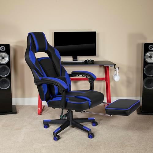 Flash Furniture Reclining Ergonomic Gaming Chair, Black/Blue