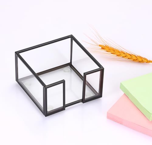 BTSKY Metal Glass Sticky Note Holder for 3x3 Inch Sticky Notes