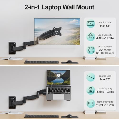 MOUNT PRO Long Laptop Wall Mount, 28" Extended Wall Mount Laptop Holder