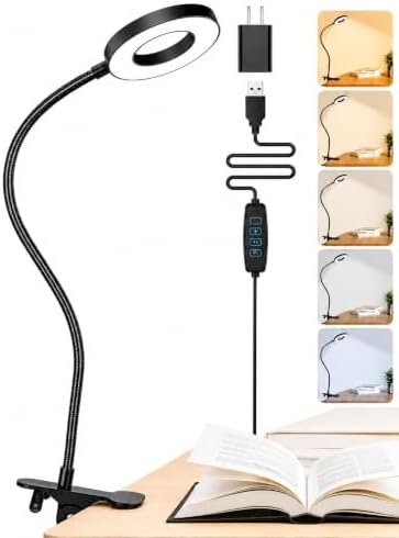 Clip on Lamp,5 Colors+10 Brightness Memory LED Desk Lamp with Clamp Light
