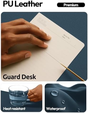 YSAGi Leather Desk Protector, Office Mat, Large Mouse Mat, Non-Slip PU Leather Blotter, Laptop Pad, Waterproof Writing Pad for Office and Home (Dark Blue, 35.4" x 17")