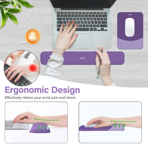MOSISO Wrist Rest Support Mouse Pad & Keyboard Set, Imperial Purple
