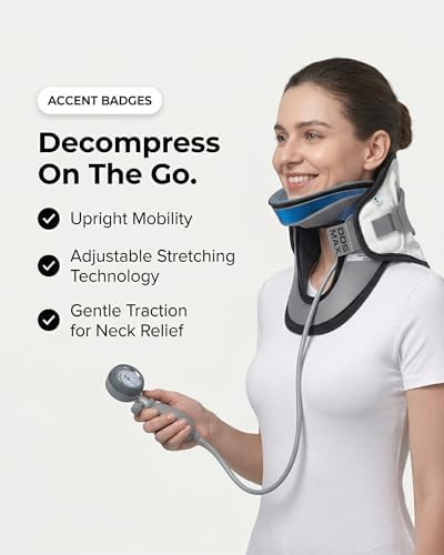 DDS, Inc. MAX Cervical Traction Collar Neck Brace for Discomfort Reduction, Neck Decompression Devices for Pinched Nerve, Stretcher, Pneumatic Support, Relaxation & Cervical Spine Alignment(13"-16.5")