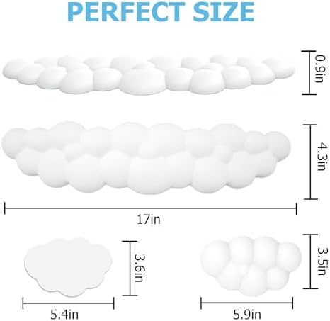 Cloud Wrist Rest Keyboard, Ergonomic Keyboard Wrist Rest Pad Set, White
