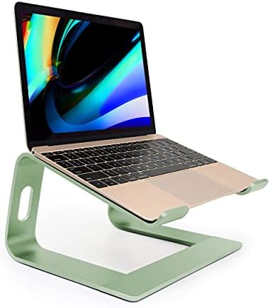 Ergonomic Aluminum Laptop Mount - Adjustable Computer Stand for MacBook Pro/Air HP Lenovo Samsung Dell - Fits 10-17.3" Laptops (Apple Green)