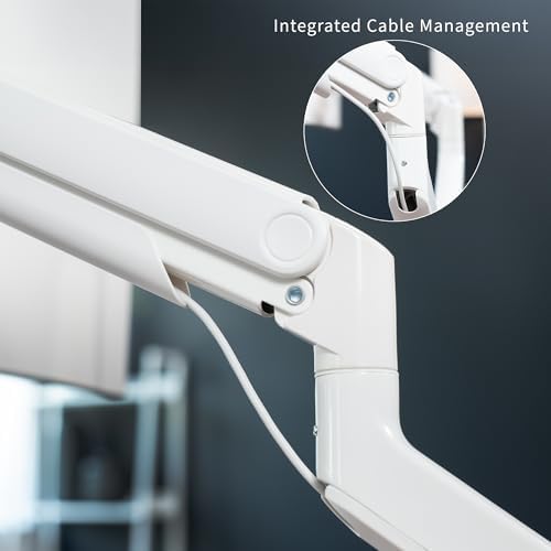 VIVO Heavy Duty Dual Ultra-Wide Monitor Tension Arm for up to 45 inch Screens, Holds 44 lbs per Arm, Premium Desk Mount Monitor Stand for 2 Ultrawides, White, STAND-V200DW