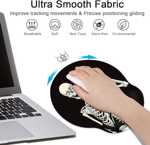 Britimes Ergonomic Mouse Pad with Wrist Support, Skull Skeleton
