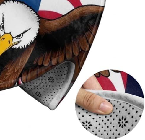 Large Home Decor Mat, Soft Round Yoga Carpet, Non Slip Machine Washable Kitchen Office Circle Rug Patriotic American Eagle Flag
