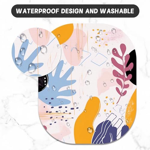 Small Mouse Pad, 6 x 7 Inch, Oval Mini Mouse Pad with Non-Slip Rubber Base for Laptop Wireless Mouse Keyboard Tray Mousepad, Art Seamless Patterns