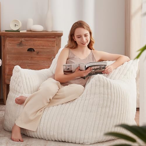 Achicsofar Bean Bag Chair for Adults Teens, Giant Faux Fur Beanbag Armchair
