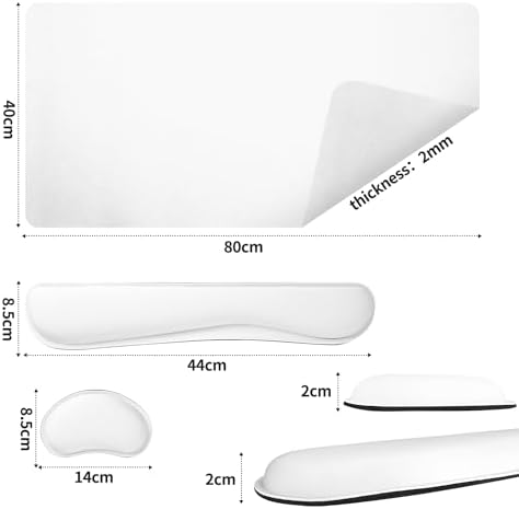 Bloss Leather Desk Pad and Keyboard Wrist Rest, Large Mouse Pad + Keyboard Pad+Mouse Wrist Support, Non-Slip Desk Mat Protector for Office, Home (35.4×15.7 Inches,White)