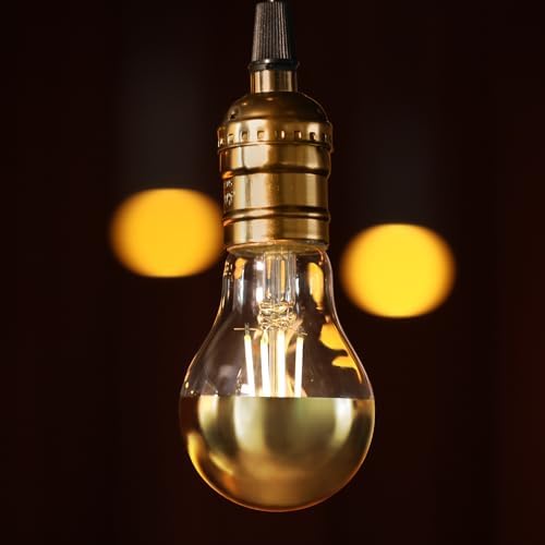 TORCHSTAR 2-Pack A19 Dimmable Half Chrome Light Bulb UL Listed 2700K Gold