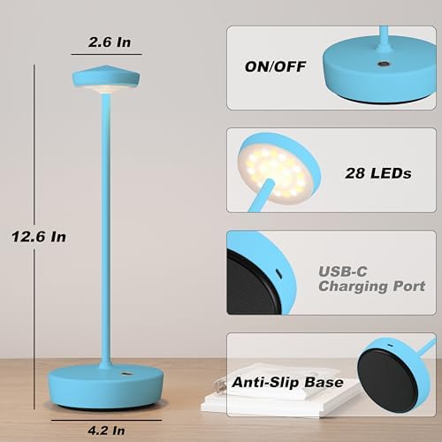 TBBGA 1 Pack Cordless Table Lamp Rechargeable, 5000mAh Battery Table Light