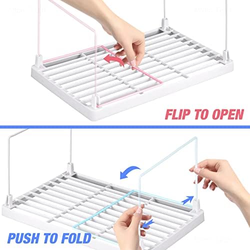 NiHome 4-Pack Stackable Plastic Kitchen Storage Shelf Foldable Rack, White