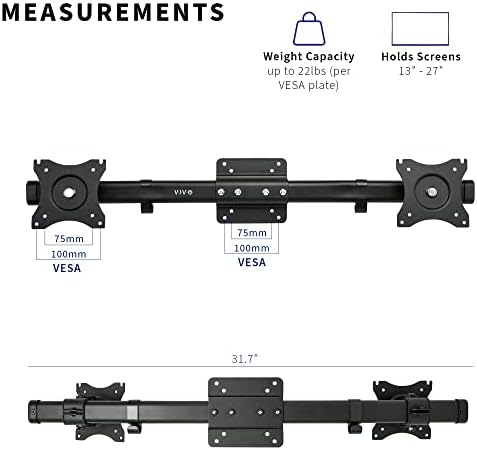 VIVO Black Dual VESA Bracket Adapter, Up to 27 in Screens, MOUNT-VW02A