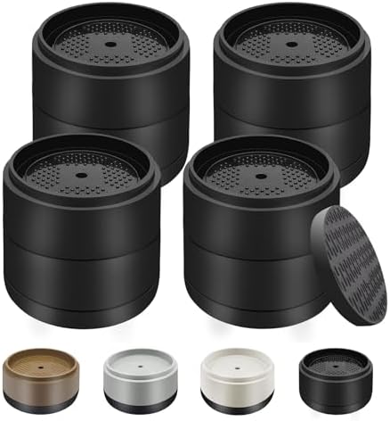Furniture Risers Bed Risers Heavy Duty 1 inch, 2 inch, 3 inch, 4 inch Round Adjustable Bed Lifts Riser for Desk Legs Table Couch Sofa Chair Refrigerator Washing Machine (1+1 Inch, Black, 4 Pack)