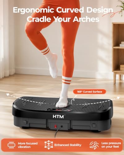 HTM Vibration Plate Exercise Machine, 9 Modes & 120 Speeds, Body Shake Plate with Resistance Bands Slot & Remote Control, Shake Board for Weight Loss Fat Burner Home Fitness Workout