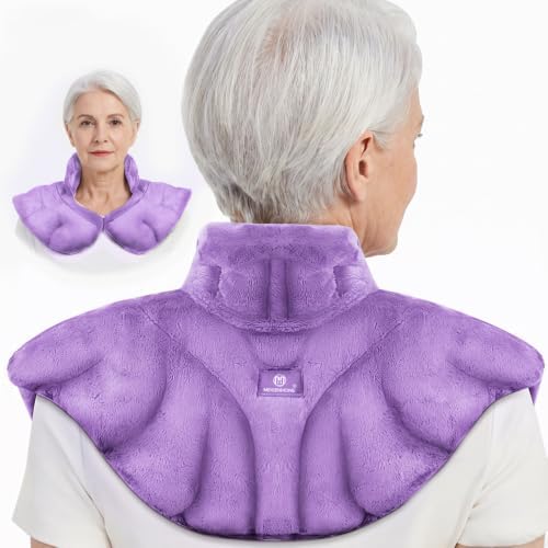 Microwavable Heat Pad for Neck and Shoulders, Warm Compress Wrap, Purple