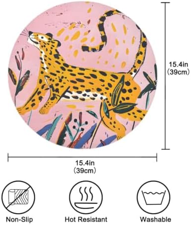ALAZA Leopard Stretching Out Round Placemats Set of 4