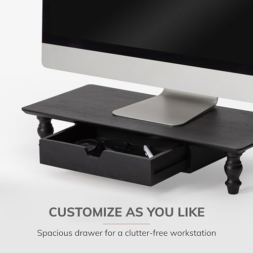 Anji Mountain Monitor Stand for Desk - Desktop Organizer & Laptop Riser, Ergonomic Monitor Riser, Space-Saving, Durable, Easy Assembly & Ideal for Home & Office,Black, 24-Inch, Pro Edition