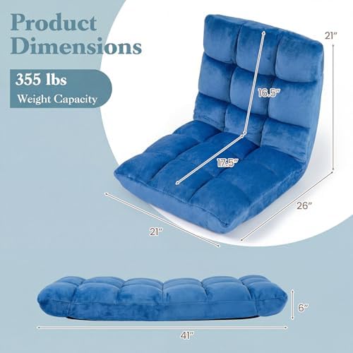 GIANTEX Floor Chairs for Adults, Floor Gaming Chair w/Back Support (Blue)