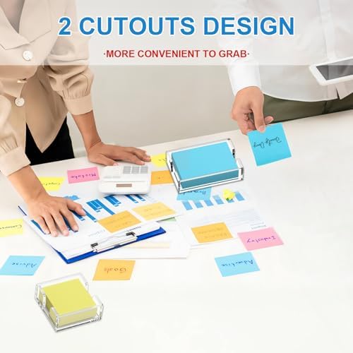 WINFFOR Acrylic Notepad Holder Dispenser - 4x6 in Sticky Note Memo Holder Self-Stick Note Pad Organizer (W/O Pads) Office Desk Accessories School Supplies, Crystal Clear