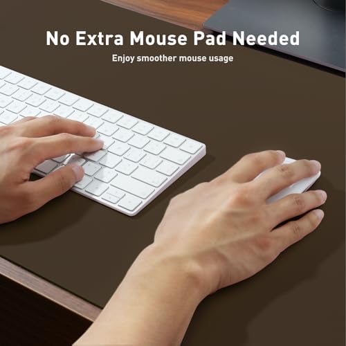 Aothia Faux Leather Desk Mat – Large Mouse Pad, Non-Slip PU Leather Blotter, Waterproof Writing Surface for Office and Home (Coffee, 47.2" x 23.6")
