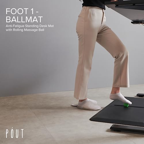 POUT F1 Anti-Fatigue Standing Desk Mat with Rolling Massage Ball - for Office, Kitchen, Garage and Laundry - 20" x 39" Size 3/4" Thick - Durable Stain Resistant - Non-Slip Bottom -