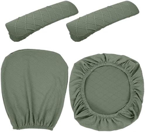 Tallew 4 Pcs Office Chair Covers Stretch Seat Armrest, Olive Green