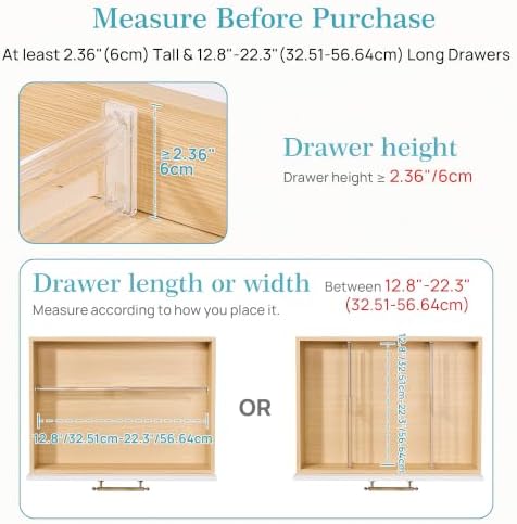 Vtopmart 2.36" Short Upgrade Drawer Dividers 12.8"-22.3" Expandable 12 Pack