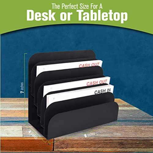 BankSupplies STEELMASTER 6 Slot File and Desk Organizer Paper Organizer Black Powder Coat Finish