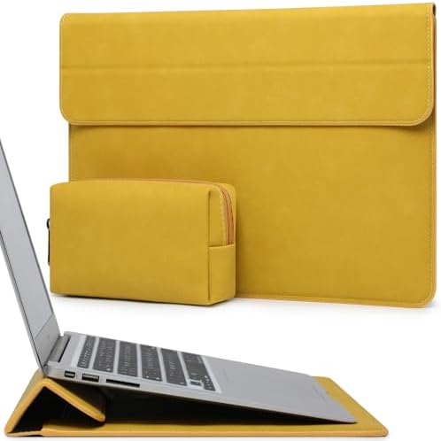 HYZUO 13.3-14 Inch Laptop Case Sleeve with Stand Feature, Olive Yellow