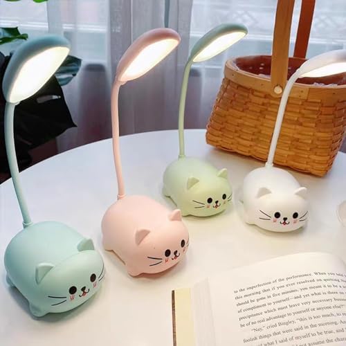 Neioaas LED Desk Lamp for Kids,Cute Cat Lamp USB Rechargeable Reading Light