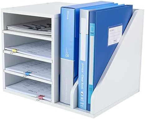 PAG-Mass Wood Desktop File Holder Organizer Mail Sorter for File Folders, Mails, Envelopes, Mailing Supplies or Magazines, White