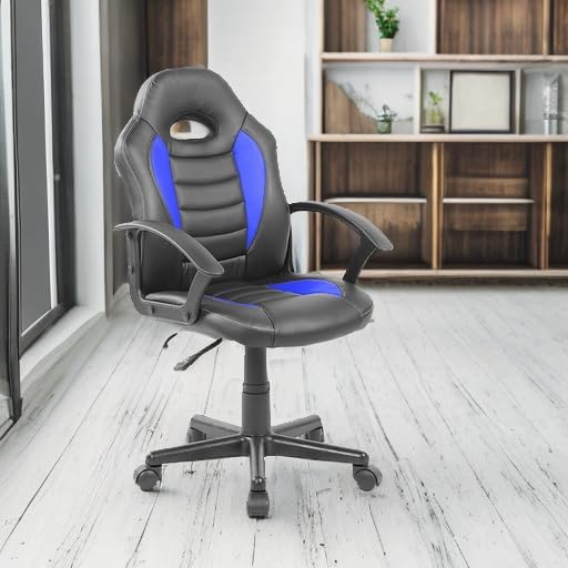 Techni Mobili Kids Gaming Chair, Racing Style Desk Chair, Adjustable, Blue