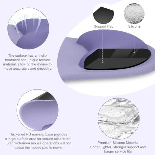 MOSISO Wrist Rest Support for Mouse Pad&Keyboard Set, Lavender Purple