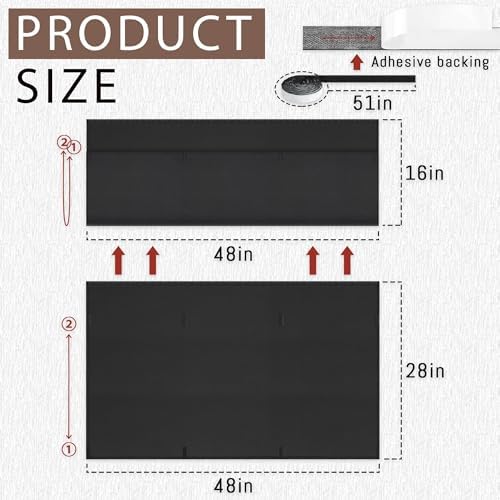 48" Under Desk Privacy Panel Self-Adhesive Modesty Panel with Wire Pocket for Cable Management Organizer Heavy Duty Desk Skirt - Office Home or Standing Workstation Concealer Shield