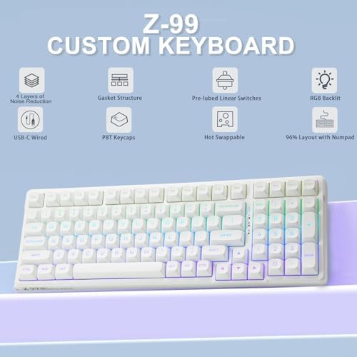 HUO JI E-Yooso Creamy Mechanical Keyboard Wired, RGB Backlit, White