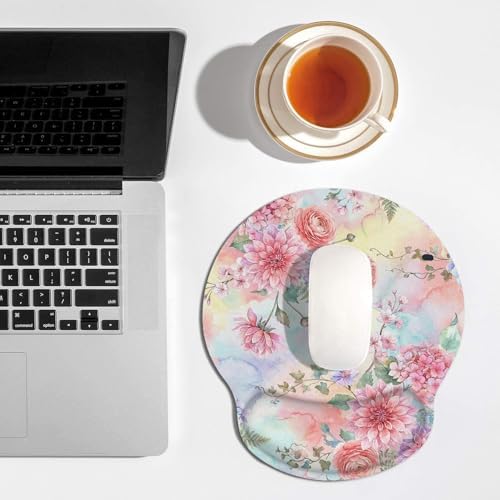 Britimes Ergonomic Mouse Pad with Wrist Support, Floral Pink