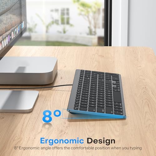 OMOTON USB-A & Type-C Dual Interface Wired Keyboard for Mac, Numeric Keypad