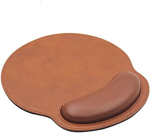 RICHEN Ergonomic PU Leather Mouse Pad with Wrist Support,Comfort Memory Foam,Waterproof Surface，Non- Slip Rubber Base for Computer Laptop & Mac,Lightweight Rest for Home,Office & Travel (Brown)