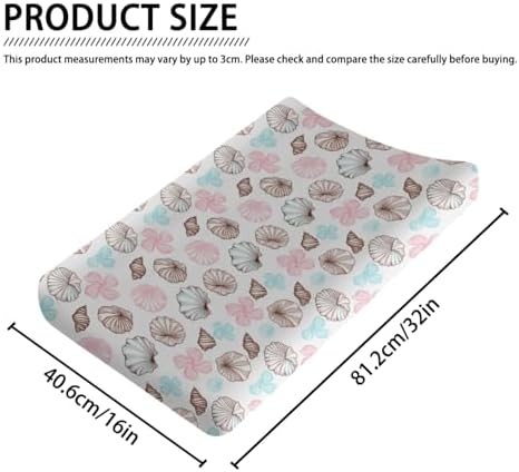 Colorful Seashells Flowers Floral Baby Changing Pad Cover, Unisex Ocean Beach Animals Theme Nursery Diaper Changing Table Pad Mat Sheet for Boys Girls-16x32